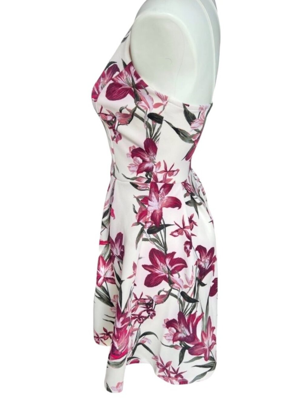 Charlotte Russe Dress Size S Floral Fit & Flare Dbl Straps Magenta peach white - Picture 5 of 10